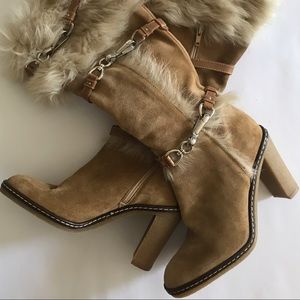 NEW Coach “Jessica” Suede and Fur Heeled Boots